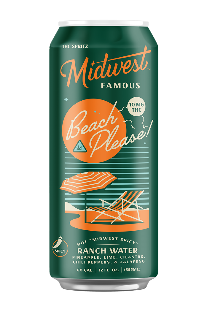 a green can of "beach please" thc ranch water