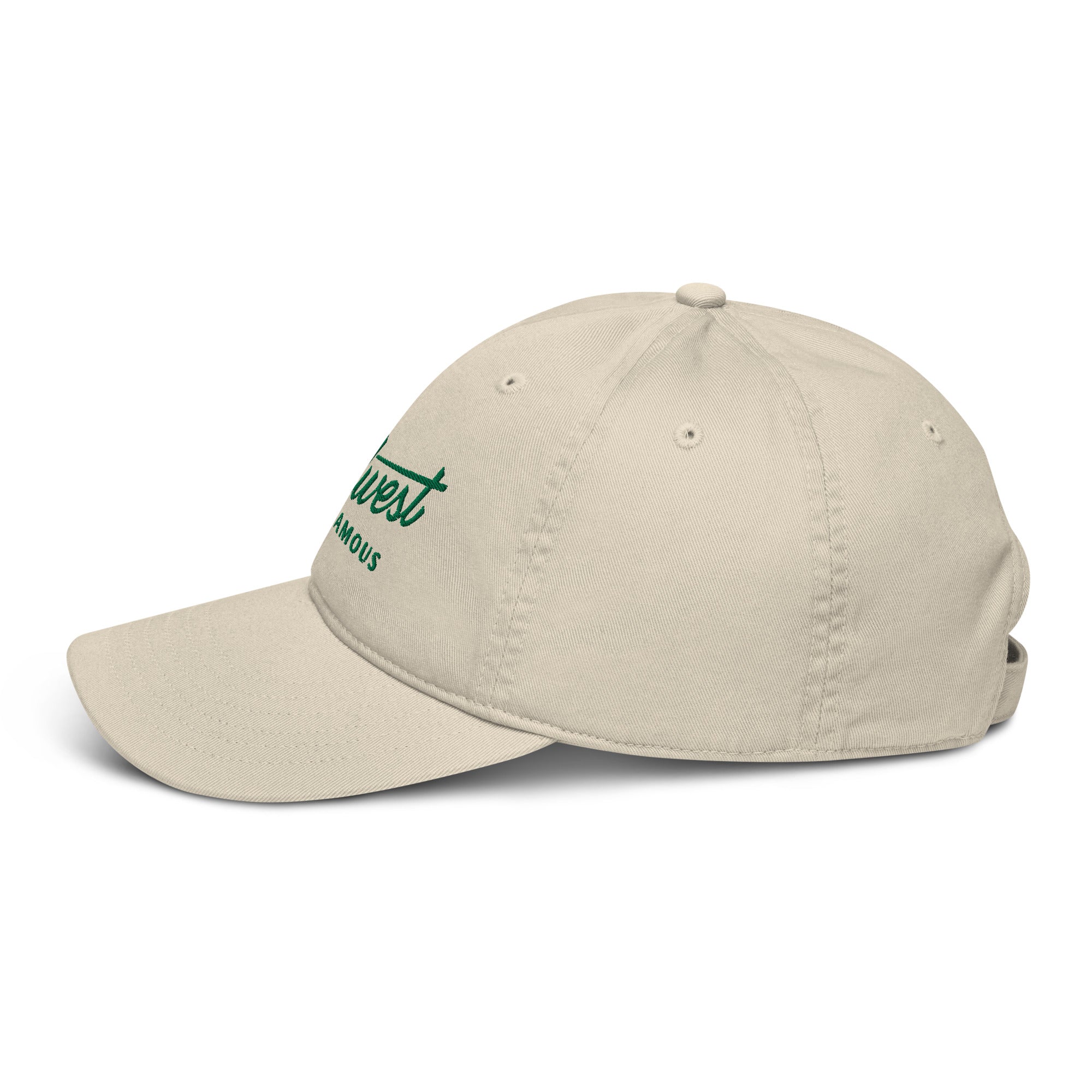 a tan baseball cap