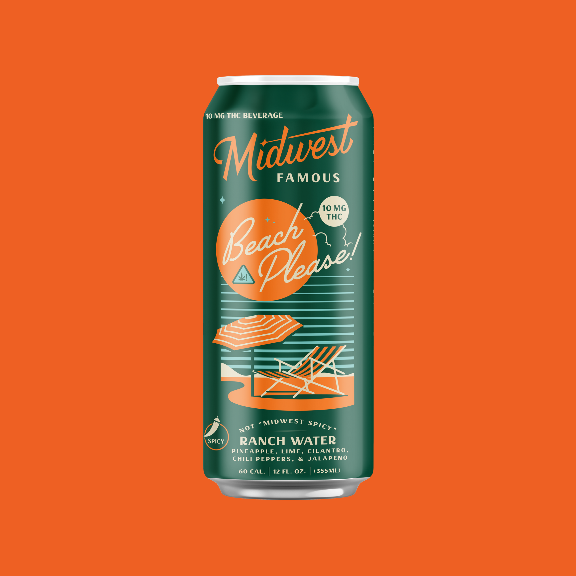 10mg thc Ranch Water in front of an orange background