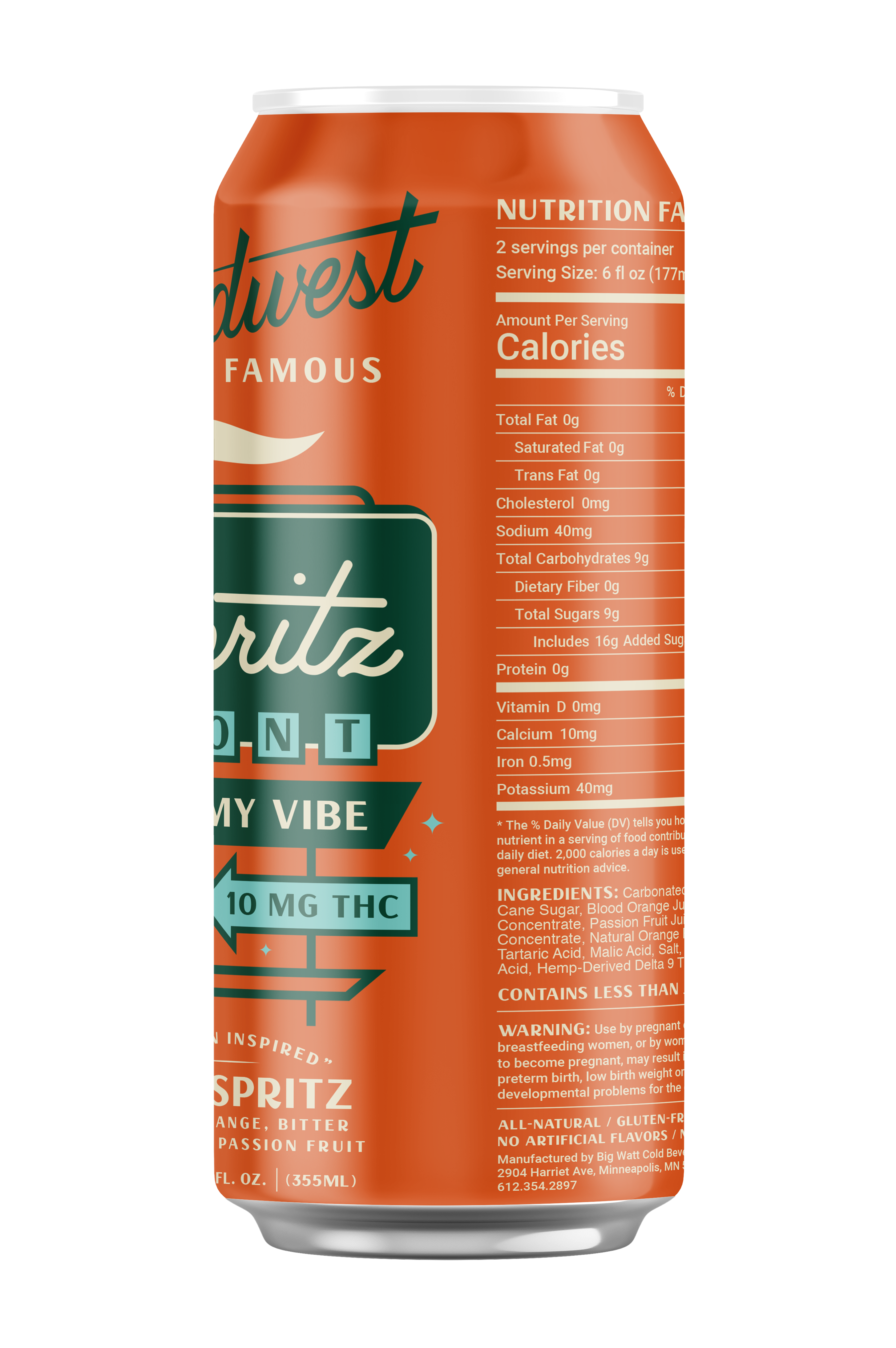 A orange can of 10mg thc spritz
