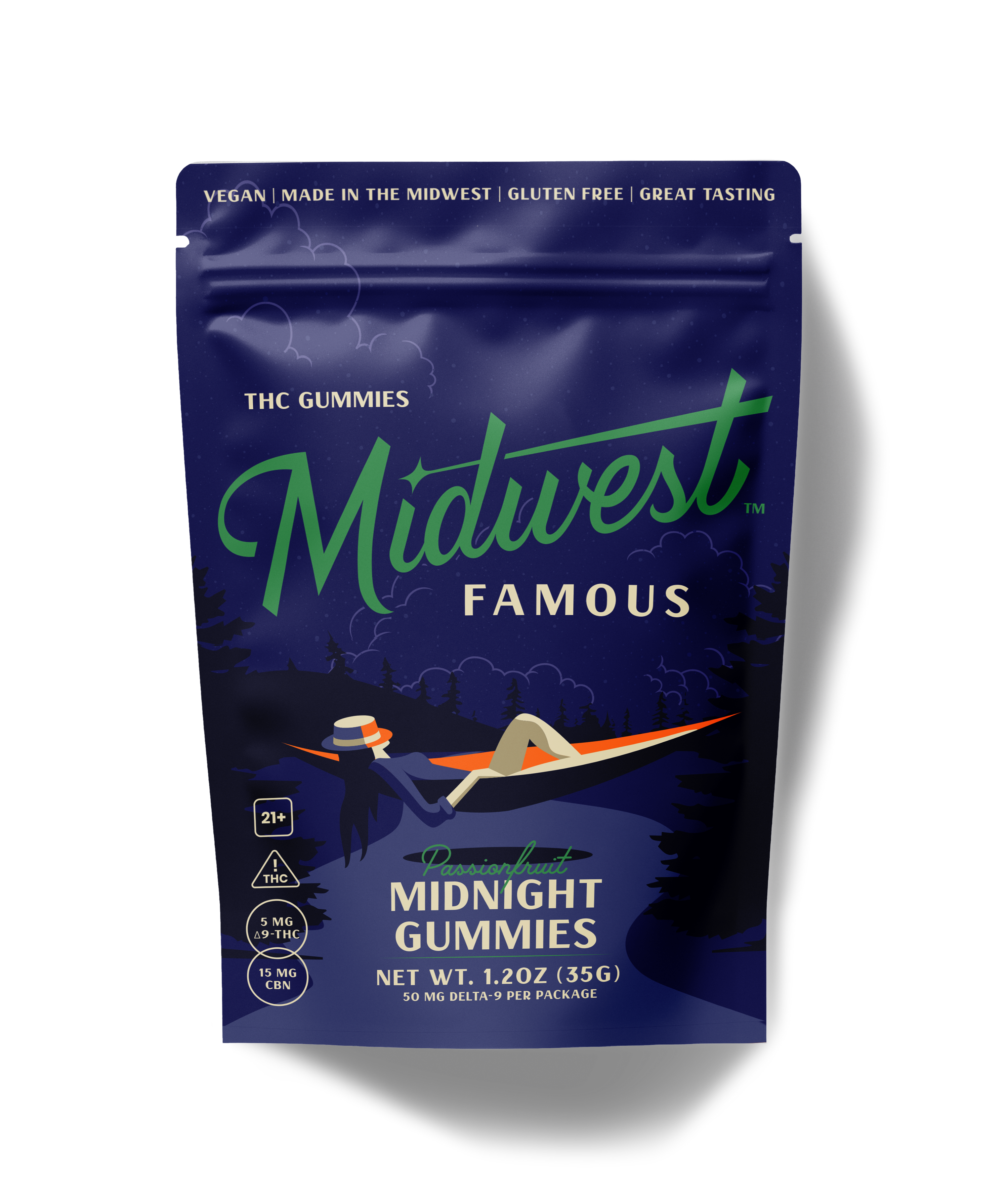 A blue bag of THC sleep gummies