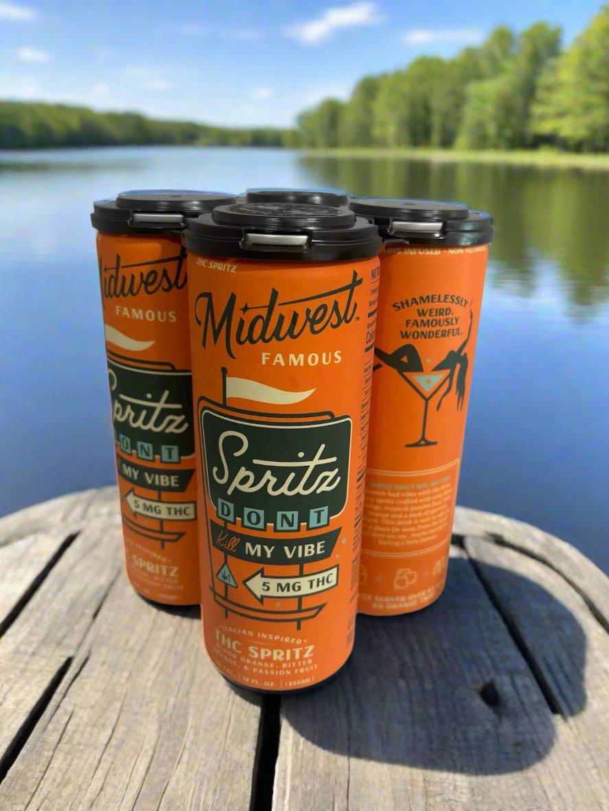 a four pack of orange thc drink cans